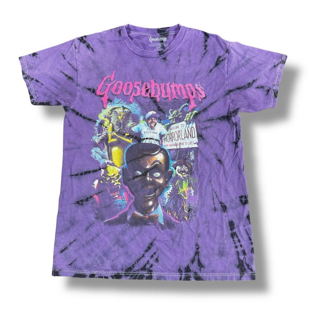 Goosebumps R.L. Stine Welcome to HorrorLand Purple Tie Dye T-shirt Men's S‎
